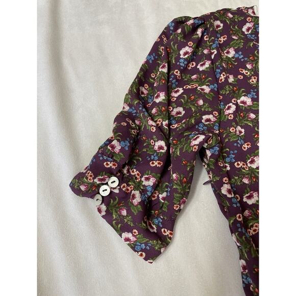 Mi Ami Penelope Floral Ruffles Mini Spring Dress Purple Green Blue Small - Picture 5 of 9